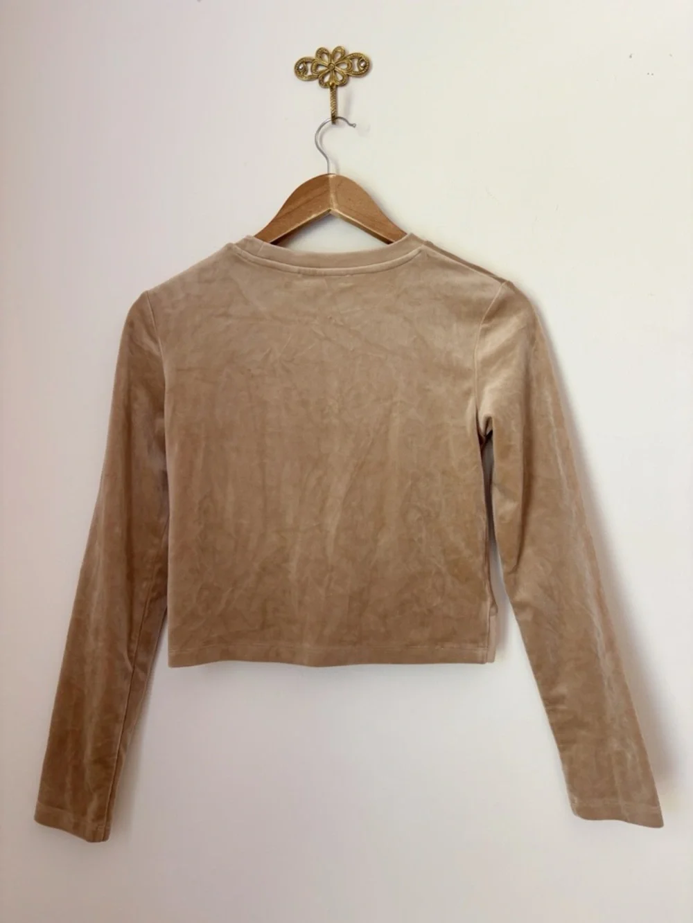 b+ab Tan Velour Twist Front Pullover Long Sleeve Top XS - Picture 3 of 5